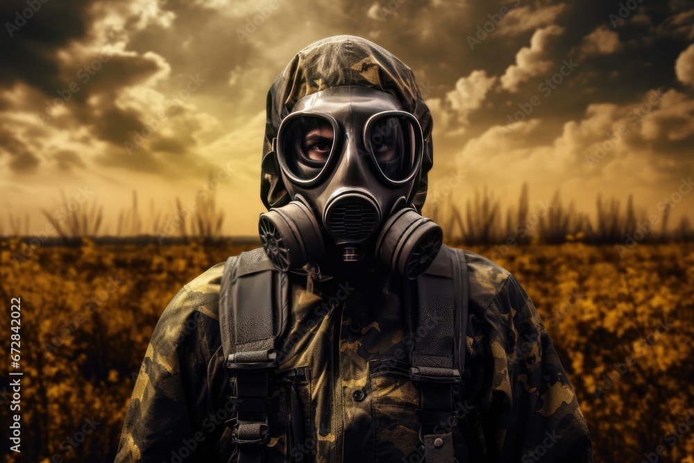 Man In Gas Mask, Nuclear War And Environmental Disaster Man In Gas Mask, Nuclear War And Environmental Disaster