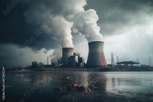 Nuclear Power Plant Emitting Smoke