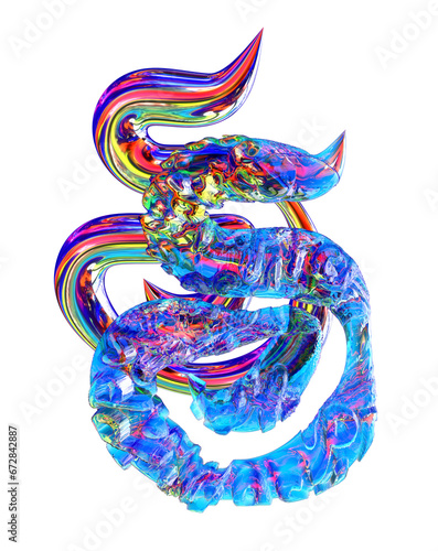 3D, colorful, transparent Letter S photo