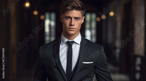 Stylish young man in suit and tie