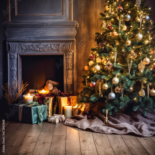 Christmas Tree with Decorations closeup © petro