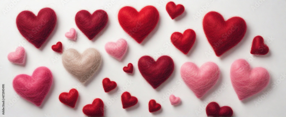 Valentine's day felted on a white background. Valentine's day felted on a white background.