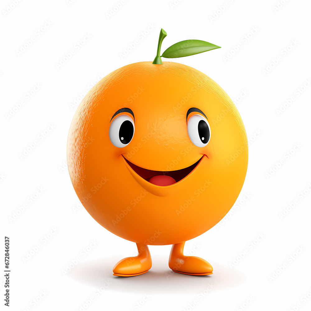 happy orange fruit character with bright eyes and big smile happy orange fruit character with bright eyes and big smile