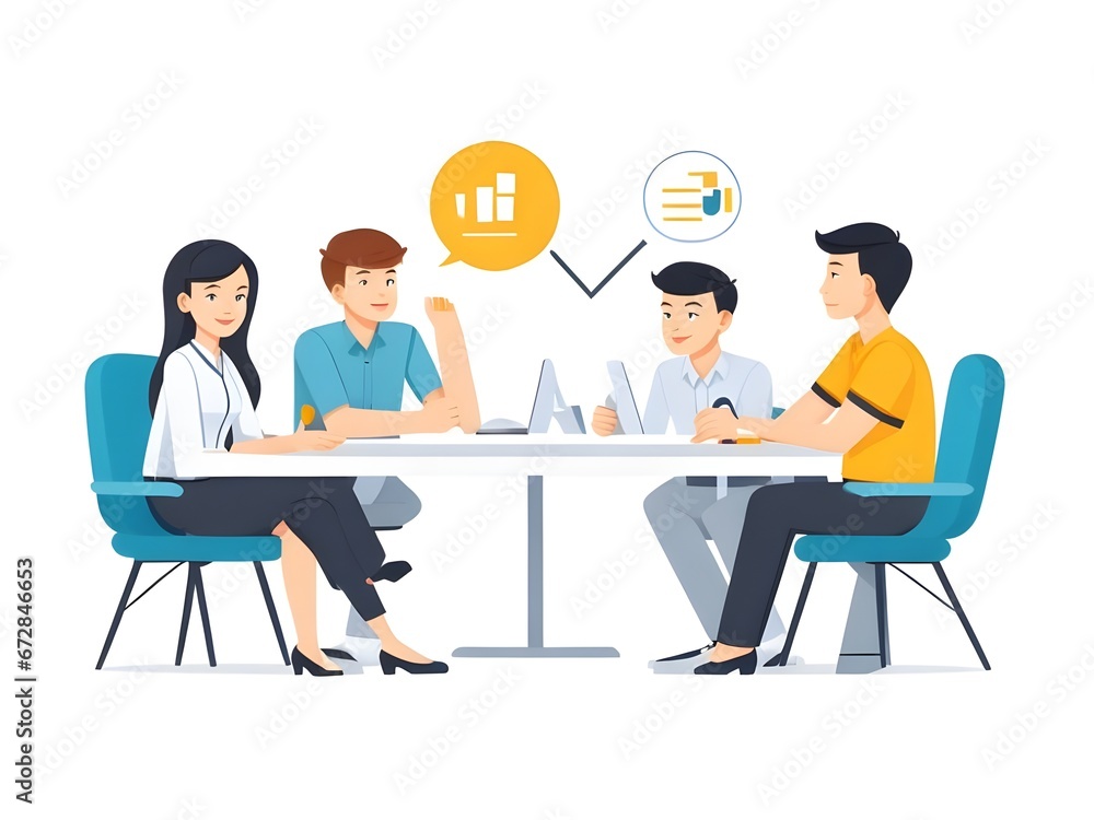 illustration group of people in meeting room