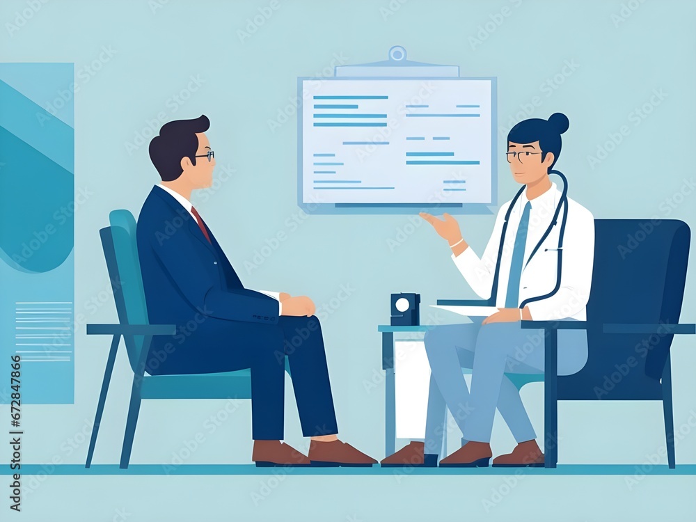illustration of doctor checking patient 