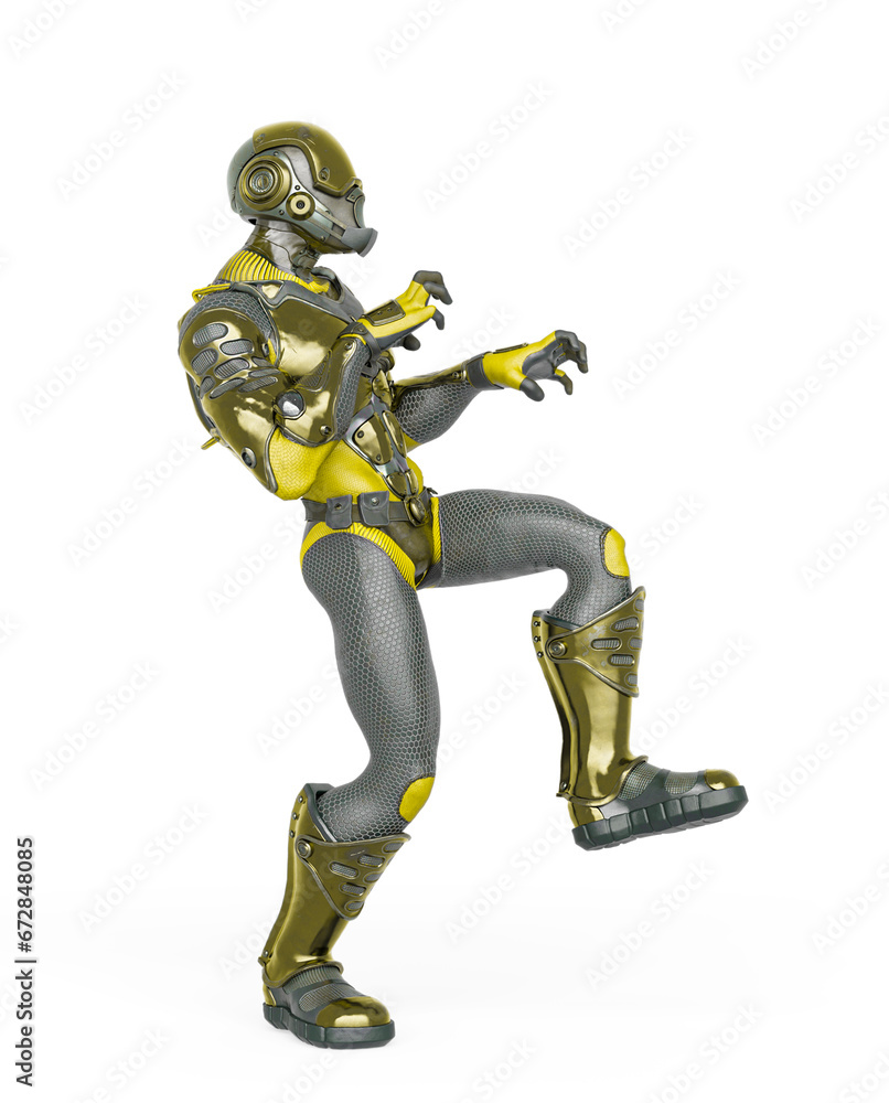 futuristic astronaut is doing a halloween walk in white background futuristic astronaut is doing a halloween walk in white background