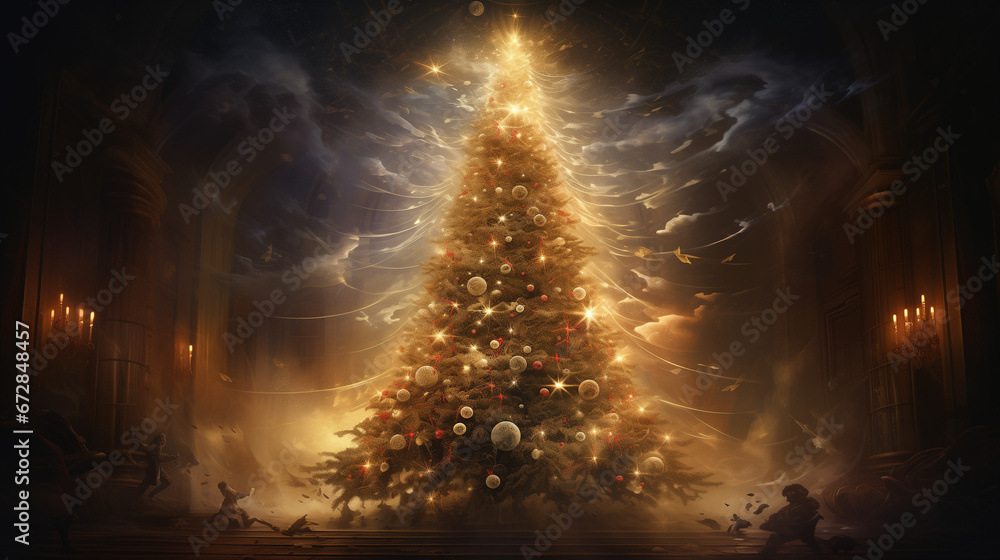 Festive Christmas Tree beautifully decorated for the Christmas Season Christmas Fir Tree Christmas Spirit