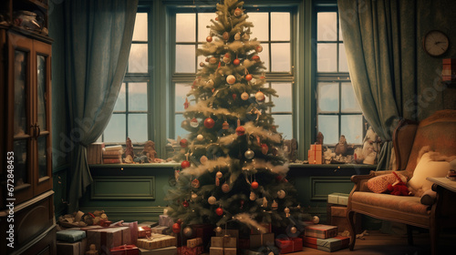 Festive Christmas Tree beautifully decorated for the Christmas Season Christmas Fir Tree Christmas Spirit