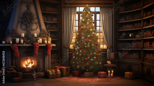 Festive Christmas Tree beautifully decorated for the Christmas Season Christmas Fir Tree Christmas Spirit