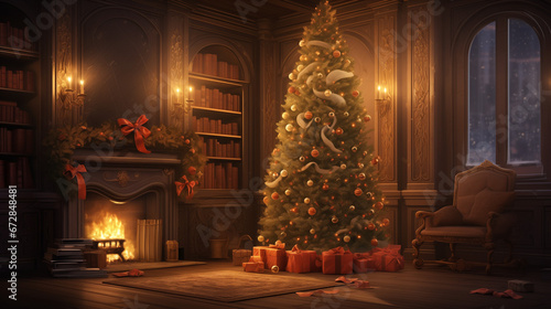 Festive Christmas Tree beautifully decorated for the Christmas Season Christmas Fir Tree Christmas Spirit