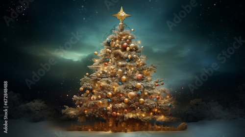 Festive Christmas Tree beautifully decorated for the Christmas Season Christmas Fir Tree Christmas Spirit