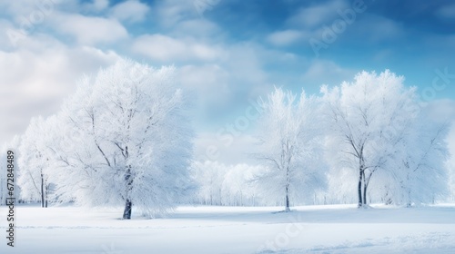 Winter landscape. Snow forest. Winter background