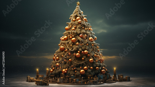 Festive Christmas Tree beautifully decorated for the Christmas Season Christmas Fir Tree Christmas Spirit