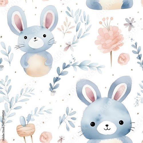 Rabbit Watercolor Pattern