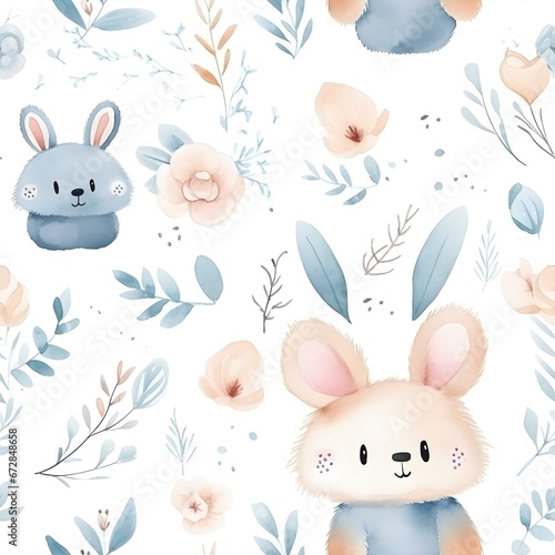 Rabbit Watercolor Pattern