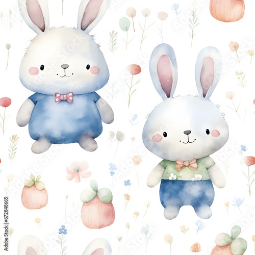 Rabbit Watercolor Pattern