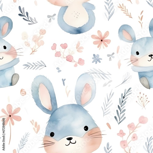 Rabbit Watercolor Pattern