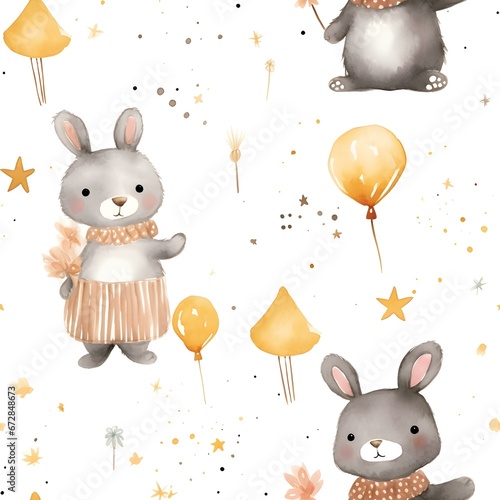 Rabbit Watercolor Pattern