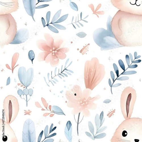 Rabbit Watercolor Pattern