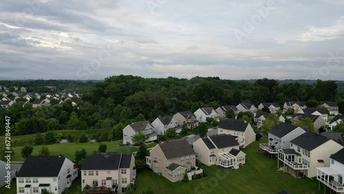 Wallpaper Mural Drone view of traditional countryside houses with trees in a beautiful area under cloudy sky Torontodigital.ca