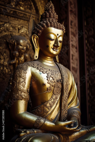 Buddha figure meditating in the lotus posture