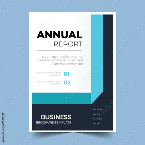 modern annual report business brochure template with geometric red ribbon shapes