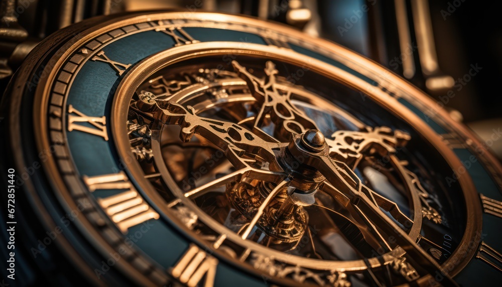 Photo of a Captivating Close-Up of a Timeless Clock with Roman Numerals
