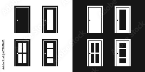 Classic front door vector collection. Entrance door, doorway icon
