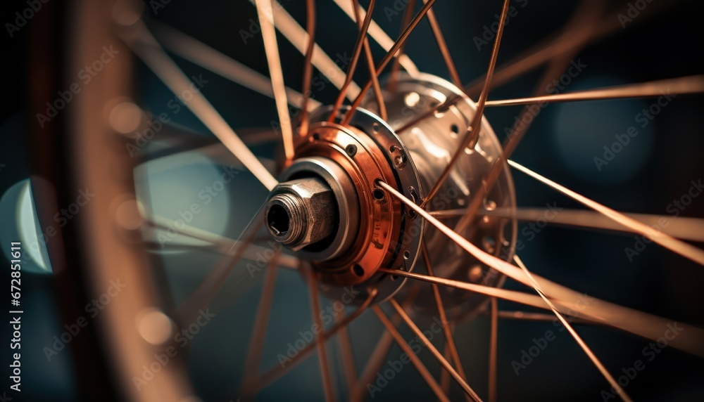Photo of a Fascinating View of the Intricate Bicycle Wheel Spokes - obrazy, fototapety, plakaty 