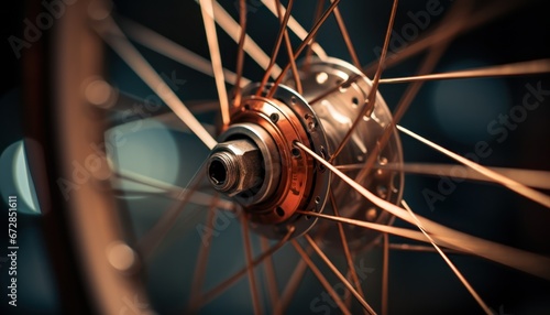 Photo of a Fascinating View of the Intricate Bicycle Wheel Spokes photo