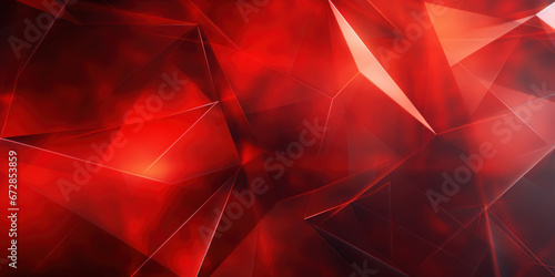 Abstract composition of red geometric forms.