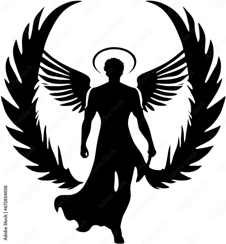 A portrait of male angel silhouette clip art. A portrait of male angel silhouette clip art.