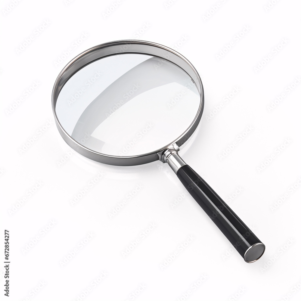 A magnifying glass with a handle isolated on a white background. A magnifying glass with a handle isolated on a white background.