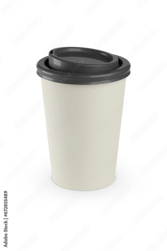 Disposable paper cup of coffee isolated on white background. 3d illustration. Disposable paper cup of coffee isolated on white background. 3d illustration.
