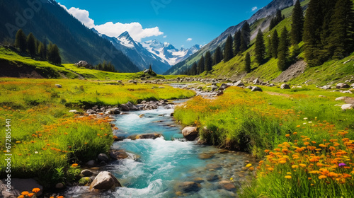 beautiful nature scenes  river and mountains enhance beauty  . generative Ai