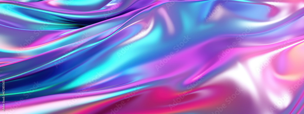Naklejka premium Holographic fabric in motion, captured in a 3D abstract visualization.