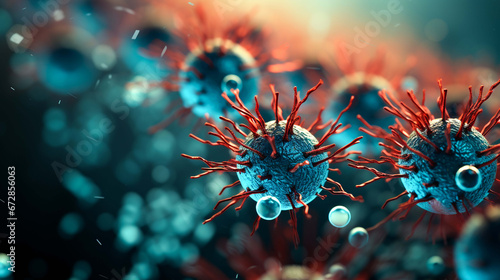 Microscopic view of viruses in high-detail image photo