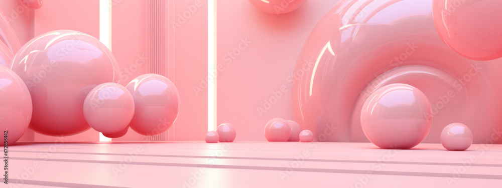 3D of geometric shapes in varying shades of pink. 3D of geometric shapes in varying shades of pink.