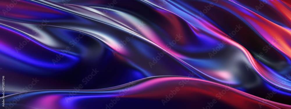 Fototapeta premium Surreal 3D depiction of a radiant, undulating holographic textile.