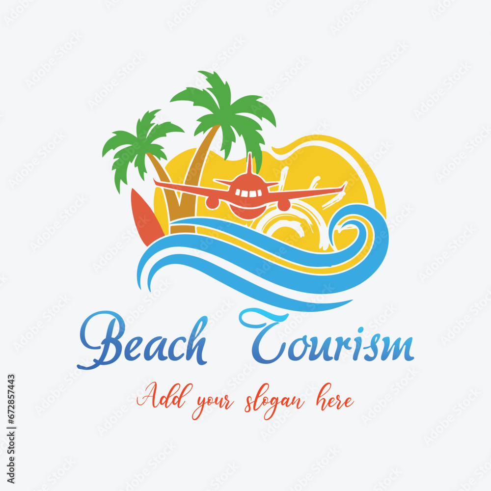 beach tourism logo design vector