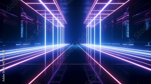 Abstract background with neon lines
