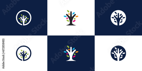 Nature family logo design creative concept Premium Vector