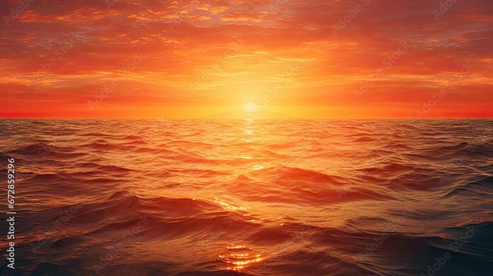 An image of the sun setting over the ocean, casting warm hues of orange and pink across the horizon, creating a breathtaking coastal sunset