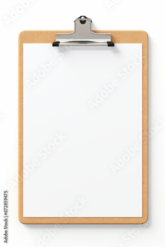 Isolated Clipboard With Blank Paper Page Mockup