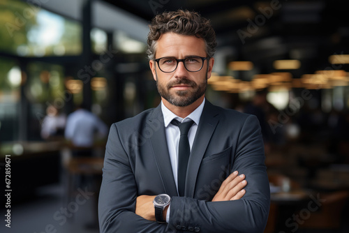 Portrait of a businessman in an office suit