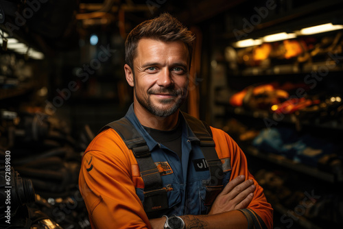 Portrait of a car mechanic in a workshop