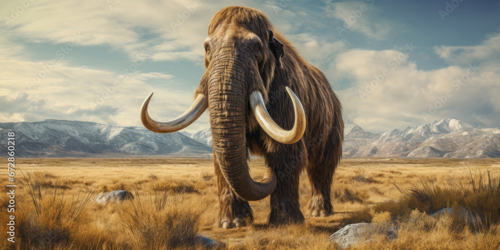 Fototapeta premium Majestic mammoth in natural habitat.