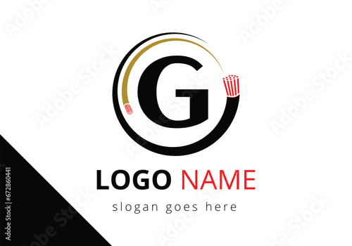 Letter G with electric wire, optical fiber cable Logo Design Vector Template.
