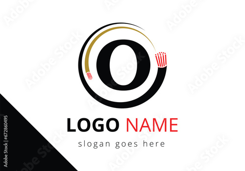 Letter O with electric wire, optical fiber cable Logo Design Vector Template.