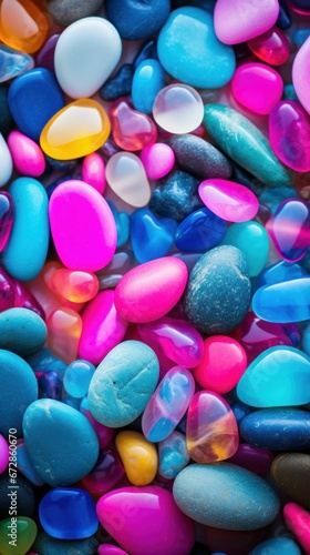 Colorful Glowing Beach Pebbles © Sohaib q